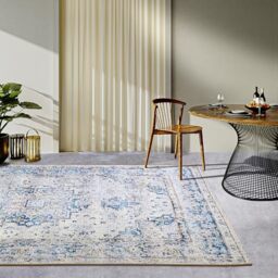 Villeroy & Boch Rene Indoor and Outdoor Rug Oriental - Oriental Flat Weave, Classic Design Vintage, Oeko-Tex Weatherproof & UV-Resistant for Balcony, Patio, Garden - Cream Blue, 120 x 180 cm