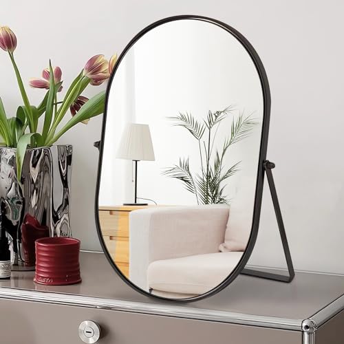 Numjeg Makeup Mirror Portable Vanity Tabletop Mirrors with Metal Frame Desk Table Mirror with 90??Adjust Rotate Good for Bedroom Bathroom Dressing Room