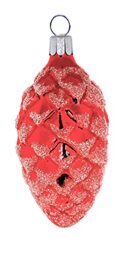 Set of 6 Decorative Pine Cones (7 cm) Hand Blown Glass Christmas Tree