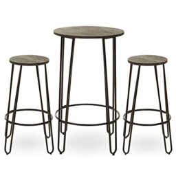 Premier Housewares 3pc Bar Table And Stool Set/Small Dining Table Stool For Your House/Table And Chairs For Your Round Table/Bistro Set W66 X D66 X H103cm