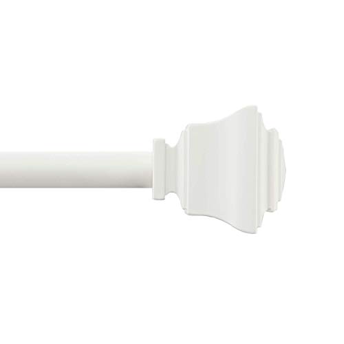 "MODE Simplicity Single Curtain Rod Set with Square finials 32"" - 90"" in White"