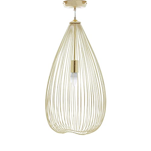 Premier Housewares Chandelier/Ceiling Light Gold Oval Shaped Pendant Lights For Ceiling/Hallway/Living Room Robust Iron Hanging Lighting For Halls/Bedroom 32 x 177 x 32