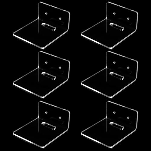 ASelected 6 Pack Acrylic Wall Shelves,Clear Floating Shelf Wall Mount Shelf Display Ledges Shelves with Screws and Adhesive Sticker,Hanging Shelves for Kids,Bathroom,Living Room,Bedroom,Kitchen