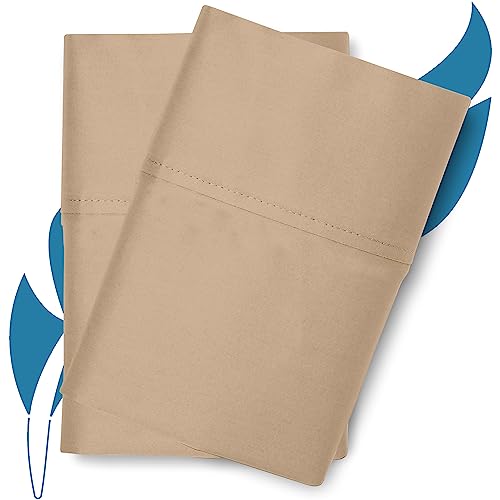 Ashton Sheets Luxury Egyptian Cotton Standard/Queen Pillow Cases Set of 2-800 Thread Count Standard/Queen Pillowcases, Soft, Sateen Weave Cooling Pillowcase for Standard/Queen Pillows - Taupe