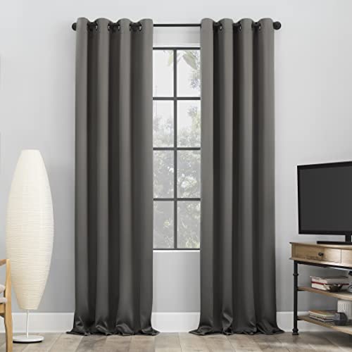 "Sun Zero Nordic 2-Pack Theater Grade Noise Reducing Extreme 100% Blackout Grommet Curtain Panel Pair, 52"" x 54, Gray"