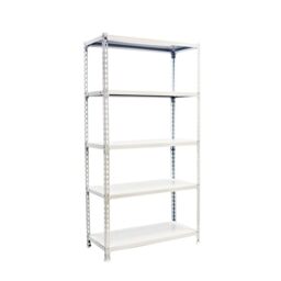 Simon Rack Garage Shelving Units 2000x1000x500 mm, 5 Tier Steel Rack, 180 kg per Shelf, White - Simonclick