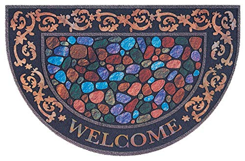 HANSE Home Printed Doormat Flocked 3D Look Semi-Circular with Non-Slip PVC Floor Dirt Trapper Mat Entrance Rug Indoor and Outdoor Various Designs 45 x 70 cm Multi-Coloured