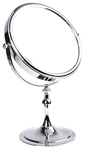 HIMRY Countertop Mirror 5x Magnification 8 Inch 360° Rotation Vanity Mirror Double-Sided : Normal + 5x Magnification, Schmink Mirror/Shaving Mirror 20 cm Diameter Chrome-Plated KXD3105 5x