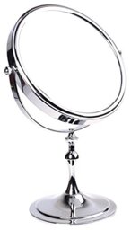HIMRY Countertop Mirror 5x Magnification 8 Inch 360° Rotation Vanity Mirror Double-Sided : Normal + 5x Magnification, Schmink Mirror/Shaving Mirror 20 cm Diameter Chrome-Plated KXD3105 5x