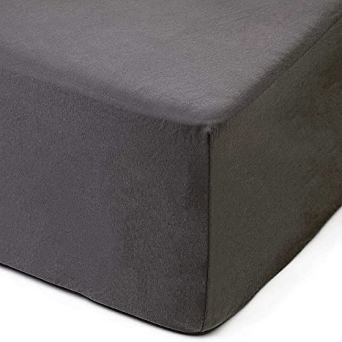 Amago - Fitted Sheet, 50 cm Pocket, 100 Percent Cotton, 120 x 200 cm - Anthracite