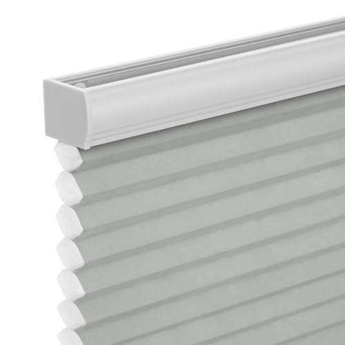 "Changshade Cordless Cellular Shades,Honeycomb Shades for Windows,Pull Down Pleated Blinds,Easy to Install for Indoor Windows and French Doors,Gray,21"" w x 36"" h"