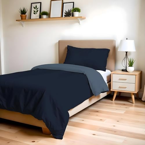 ZOE Single Duvet Cover with Duvet Cover 150 x 200 cm with Flap 50 cm + Pillowcase 50 x 80 cm Sea Blue/Blue
