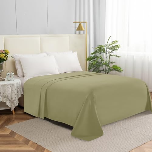 Elegant Comfort Premium Hotel Quality 1-Piece Flat Sheet, Luxury & Softest 1500 Thread Count Egyptian Quality Bedding Flat Sheet, Wrinkle, Stain and Fade Resistant, Full, Sage
