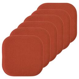 "Sweet Home Collection Chair Cushion Memory Foam Pads Honeycomb Pattern Slip Non Skid Rubber Back Rounded Square 16"" x 16"" Seat Cover, Rust - 6 Pack"