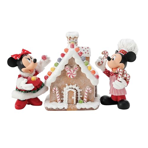 Department 56 Possible Dreams Disney Mickey and Minnie Mouse Gingerbread House Figurine Set, 6-inch, Multi-Colour