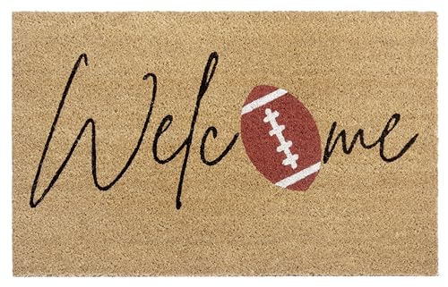 Hanse Home Mix Mats Coconut Doormat for Indoor and Outdoor Use - Dirt Trapper Mat Natural, Coconut Mat Welcome Football, Weatherproof and Non-Slip for Hallway, Patio, Entrance Area - 45 x 75 cm