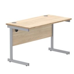 Office Hippo Essentials Rectangular Writing Computer Work Place, Home Office Desk with Cable Port Management, MFC, Canadian Oak, 140x80cm