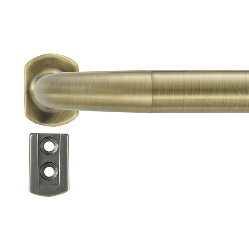 Splicing Room Darking Curtain Rods for Windows 28-84???, 1inch Diameter Wrap Around Adjustable Drapery Blackout Curtain Rod, Antique Bronzel