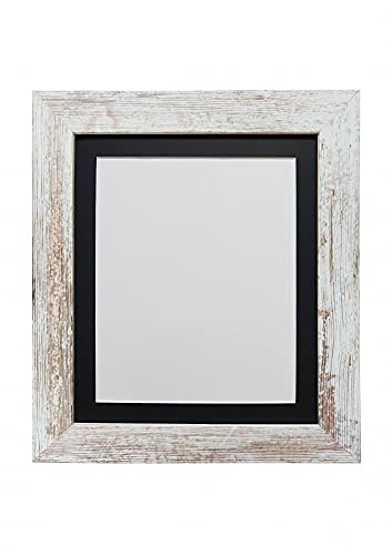 FRAMES BY POST Metro Picture Photo Frame Distressed White with Black Mount 6 x 4 Image Size 4.5 x 2.5 Inch