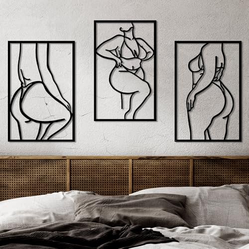 Stylish Black Decorative Metal Wall Accessory (3 Pieces) - 100% Metal, 1.5 mm Thick - 47 x 70 cm & 43 x 70 cm - Perfect for Modern Home Decor