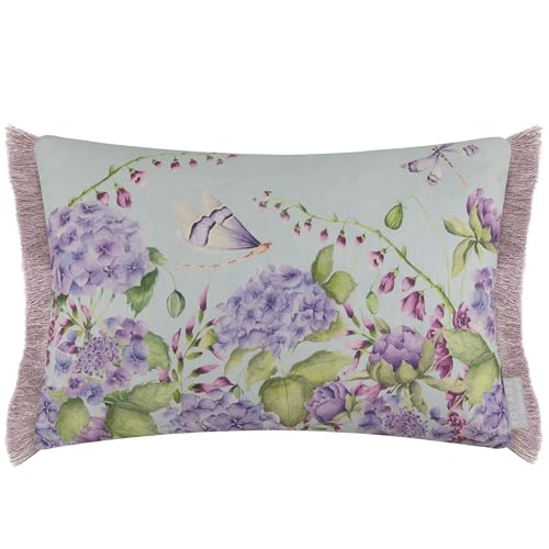 Voyage Maison Seraphina Cushion Cover – Watercolour Floral Insect Cotton Blend Country Bold Florals Decorative Case (Duck Egg - 40x60cm)