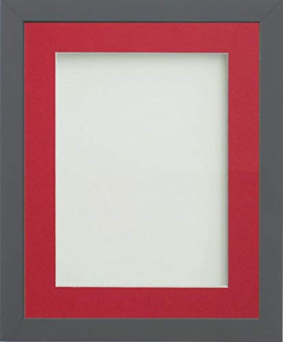 Frame Company Allington Grey Photo Frame with Red Mount, 7x5 for 6x4 inch, fitted with perspex