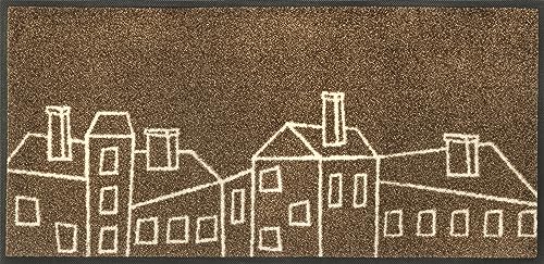 Wash+Dry Linecity Doormat 35 x 75 cm Washable for Indoor and Outdoor Use, Brown