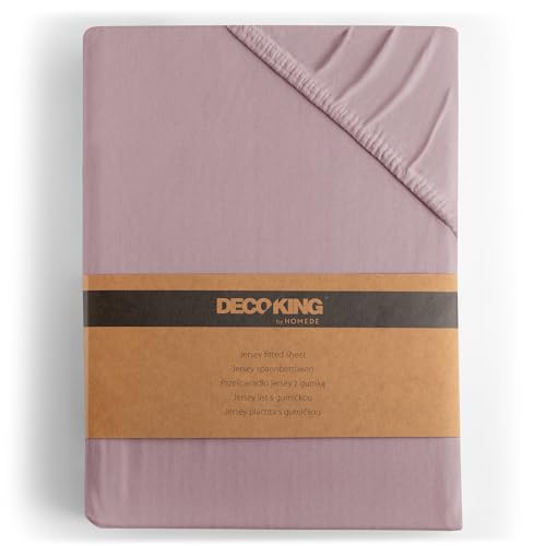 DecoKing Fitted Sheet Super King 100% Combed Cotton Soft Jersey Bed Sheet 160x200-180x200 cm Heather Amber