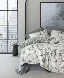 Nuit Des Rêves Ranforce Single Quilt Cover Set (135 x 200 cm), Anthracite, 100% Cotton, Pigment Printed, Machine Washable, Button Closure, Soft & Stylish Bedding