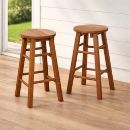 Furinno TIOMAN Outdoor Barstool, Set of 2, Promo Arch Bar Stool, for Patio, Garden, Porch, Light Wood