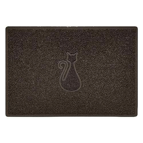 Nicoman CAT Embossed Shape Door Mat Dirt-Trapper Washable Barrier Doormat-(Use Indoor or Sheltered Outdoor)-(90x60cm/3x2ft,Large) Brown
