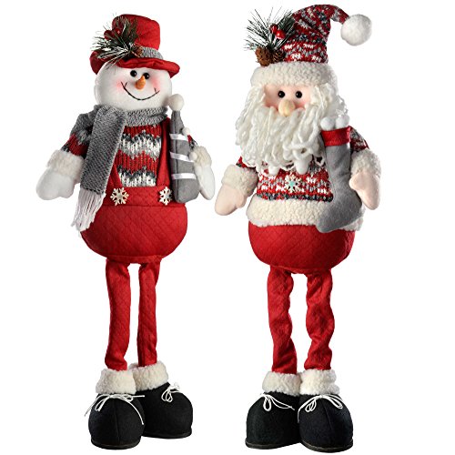 WeRChristmas Standing Santa Snowman Christmas Decorations, 51 cm - Red/Grey, Set of 2