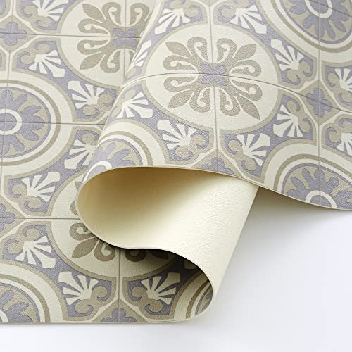 ECOMMERC3 Lisbon – Long Vinyl Rug That Simulates Tiles, 60 x 100 - Non-Slip and Easy Care Rug Ideal for Hallways, Kitchen or Outdoor Environments