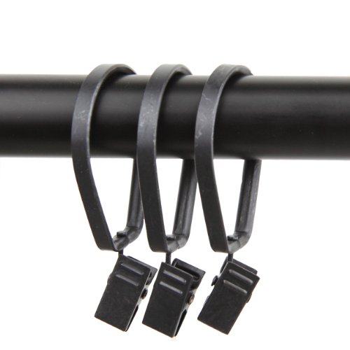 Rod Desyne Curtain Pivot Rings for 1-Inch Rod, Black, Set of 10