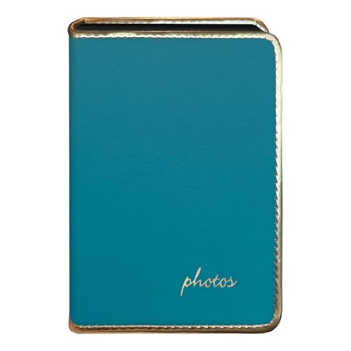 "Pioneer Photo Albums Gold Piped Edge ""photos"" Embossed Sewn Mini Photo Album, Teal Blue"
