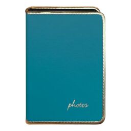 "Pioneer Photo Albums Gold Piped Edge ""photos"" Embossed Sewn Mini Photo Album, Teal Blue"