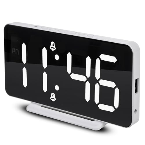 Green Blue Small Alarm Clock Electronic LED Digital Thermometer, Weiß, 15 x 7,5 cm