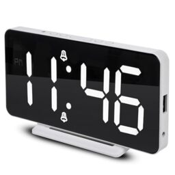 Green Blue Small Alarm Clock Electronic LED Digital Thermometer, Weiß, 15 x 7,5 cm