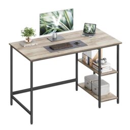 VASAGLE Computer Desk, Office Desk, 120 x 60 x 76 cm, Industrial Style, for Study, Bedroom, Living Room, Heather Greige and Ink Black LWD47MB