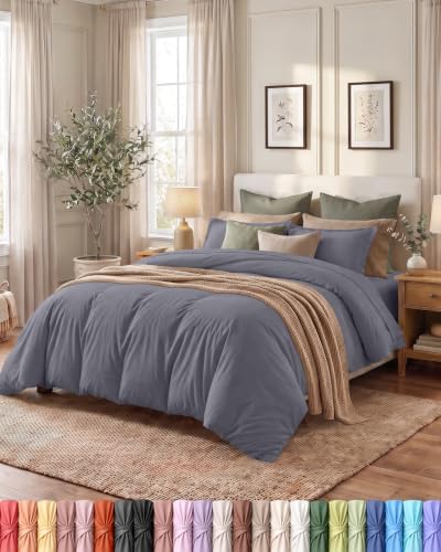 Utopia Bedding Duvet Cover California King Size - 3 Piece with Zipper Closure - 1 Comforter Cover 104X98 Inches & 2 Pillow Shams 20X36 Inches (Grey) Comforter Not Included