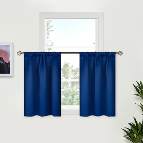 BGment Royal Blue Kitchen Window Curtains 36 Inch Length - Small Half Drapes with Rod Pocket Privacy Darkening for Cafe Bathroom Windows Over Sink, 2 Panels, 29 X 36 Inch