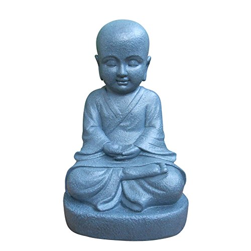 HOMEA 5dej1204 Concrete Statue Art Monk RCMP Weapon Fibreglass Grey 29.5 x 27.5 x 46 cm