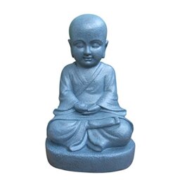 HOMEA 5dej1204 Concrete Statue Art Monk RCMP Weapon Fibreglass Grey 29.5 x 27.5 x 46 cm