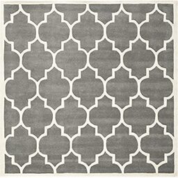 Safavieh Contemporary Indoor Hand Tufted Square Area Rug, Chatham Collection, CHT733, in Dark Grey / Ivory, 152 X 152 cm for Living Room, Bedroom or Any Indoor Space