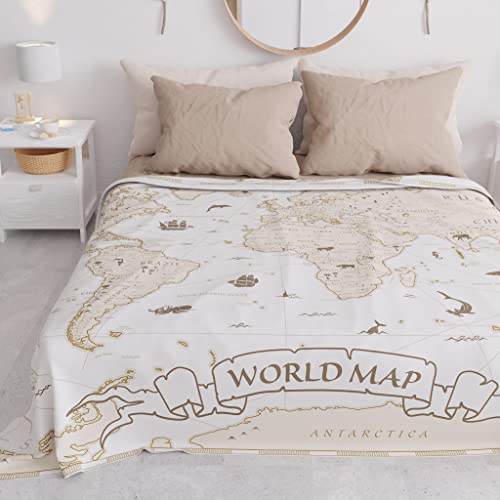 PETTI Artigiani Italiani - Bedspread One and Half Spring Summer, Light Blanket One and a Half Square, Bed Sheet Set, World 01 100% Made in Italy