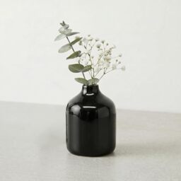 Sunddo Ceramic Flower Vase for Pampas Grass - 4 Inch Small Black Vase for Centerpieces, Bottle Modern Decorative Vases Home Decor, Bathroom, Window Sill, Nightstand, Desk Decor