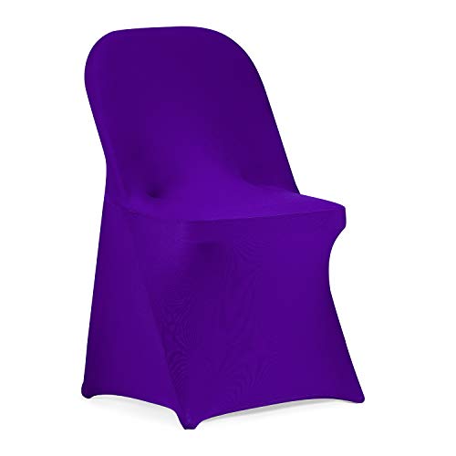 Peomeise Stretch Spandex Folding Chair Cover for Wedding Party Dining Banquet Event (25, Purple)