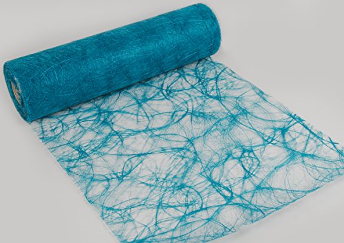 Sizoweb table runner, 25 metre roll for decoration for various occasions such as Easter, Christmas, wedding or christenings (colour: turquoise, dimensions: 30 cm x 25 m, particularly robust, washable)