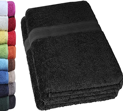 NatureMark Sauna Towel Premium Quality 80 x 200 cm 100% Cotton Black Pack of 2