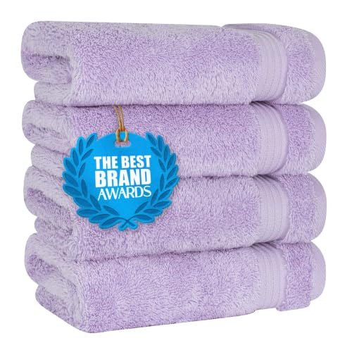 Cotton Paradise 100% Cotton Turkish Towel Set, Soft Absorbent Quick Dry, 4 Piece Hand Towel Set, Lilac